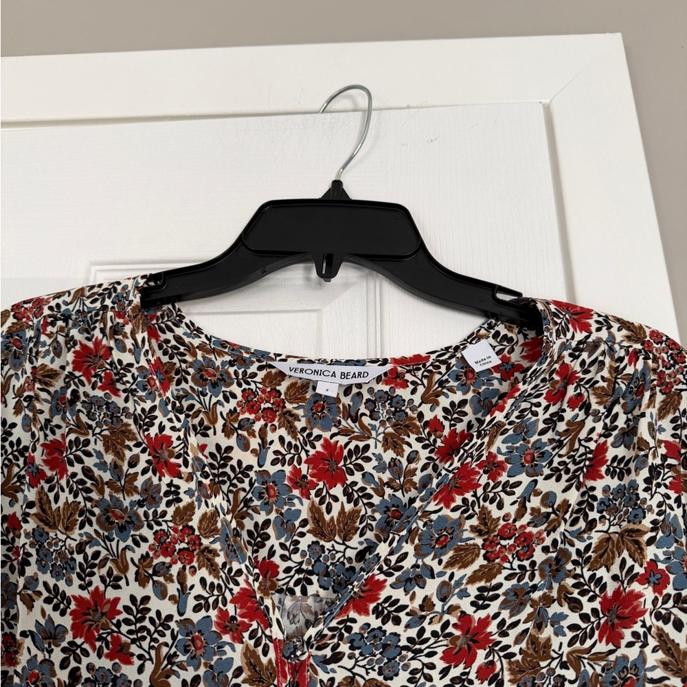 Veronica Beard Floral Long Sleeve Blouse Boho Bohemian Flowy - Picture 2 of 7